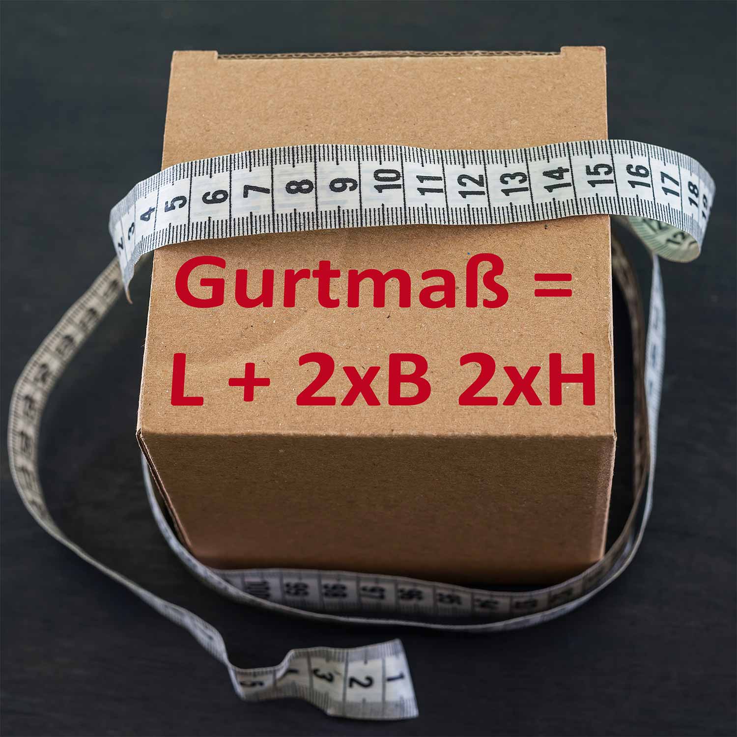 Paket mit Ma&szlig;band und Formel zum Gurtma&szlig;